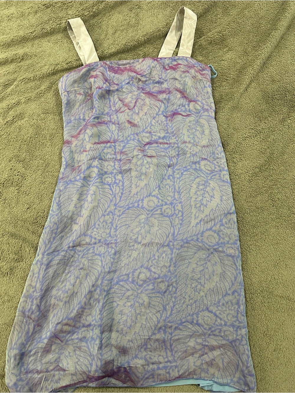Giorgio Armani Lavender Paisley Mini Dress with White Straps